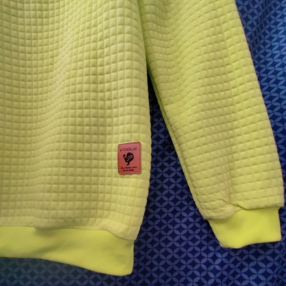 COOFANDY - Mens bright green, quilted pattern, pullover sweatshirt. Size-S - Picture 5 of 7